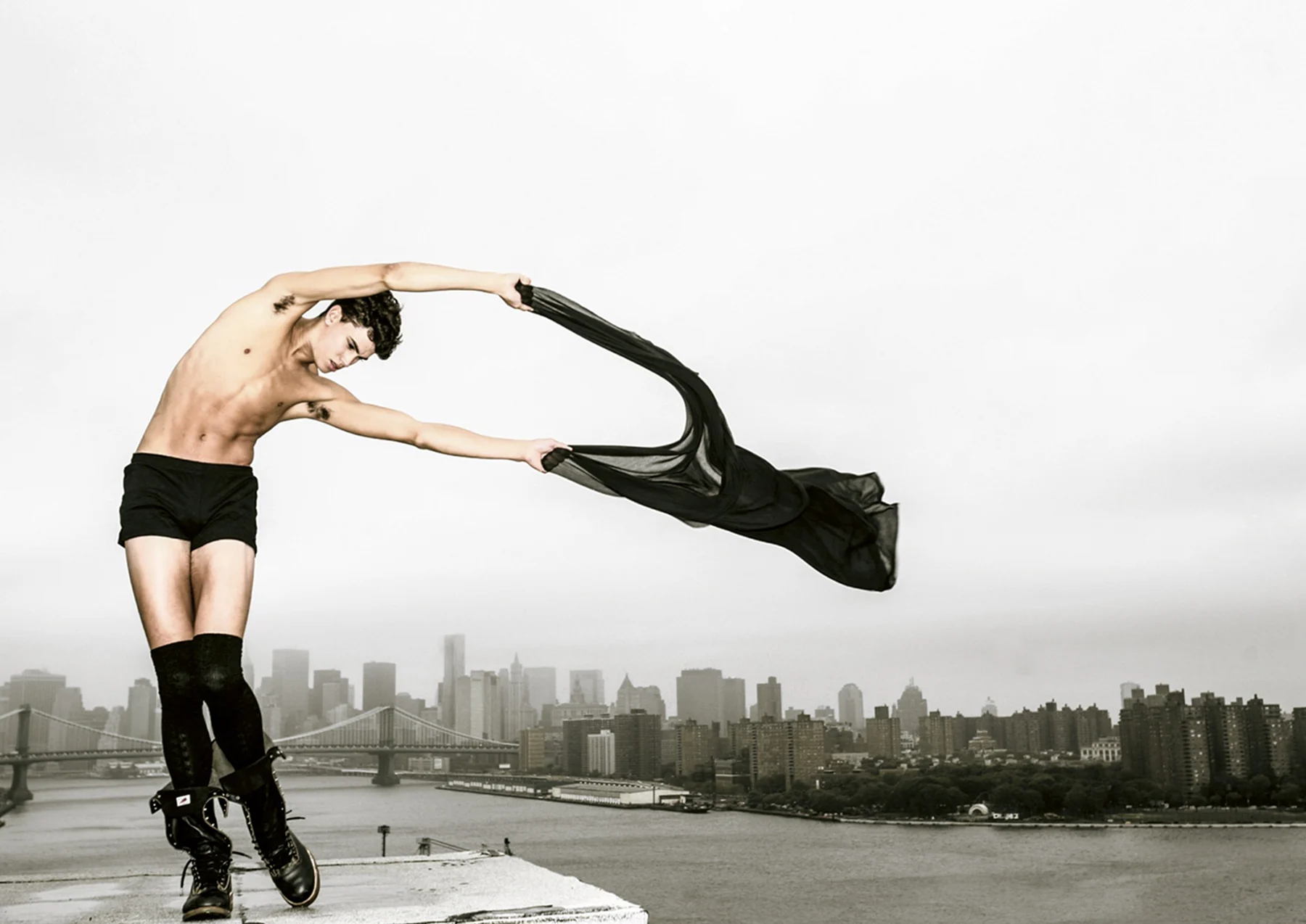 Black fabric above New York