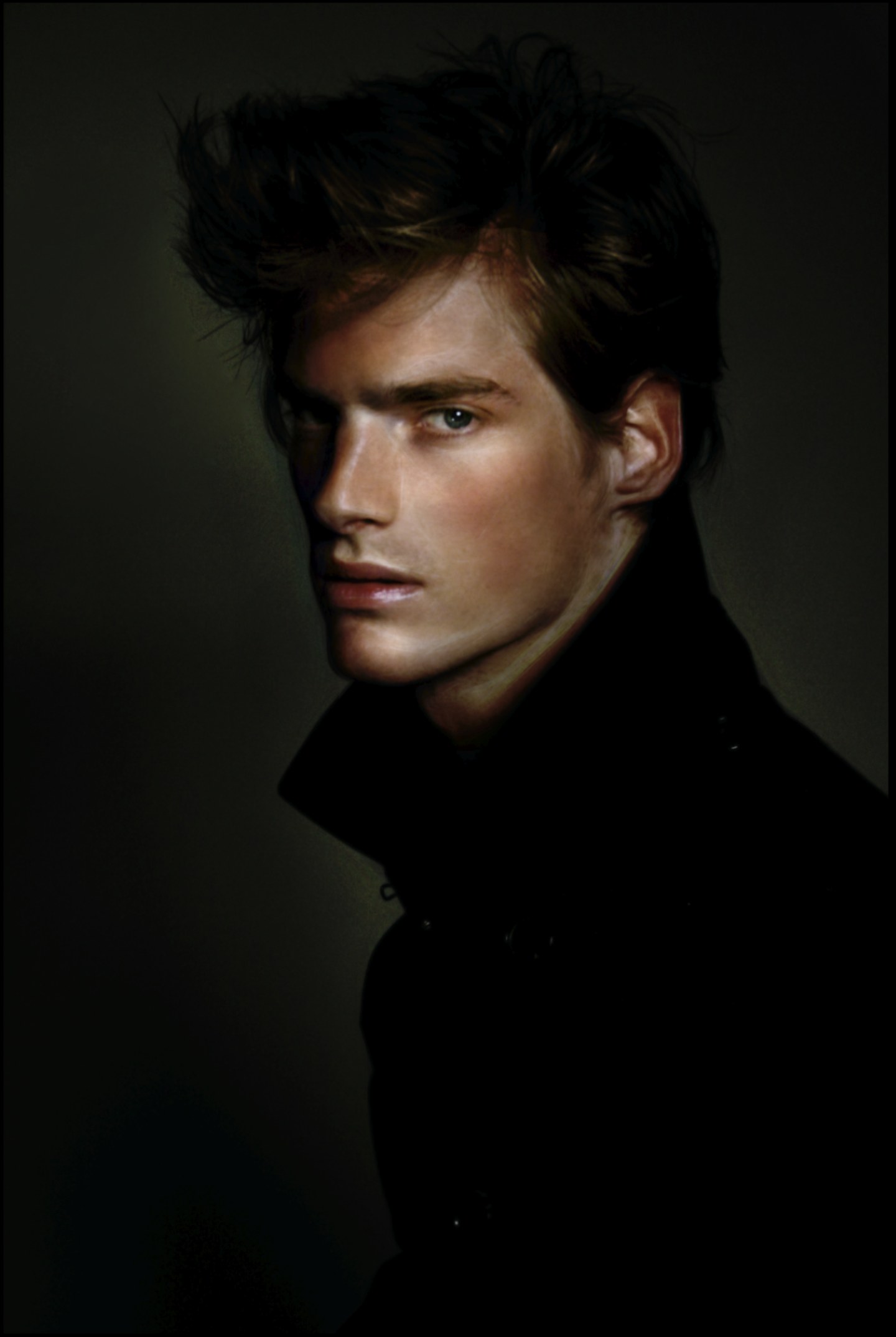 Portrait in black against a dark background